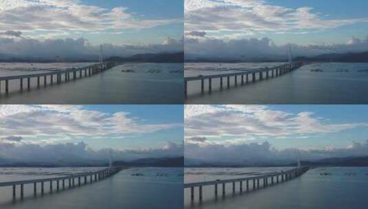 深圳湾大桥海平面航拍高清在线视频素材下载