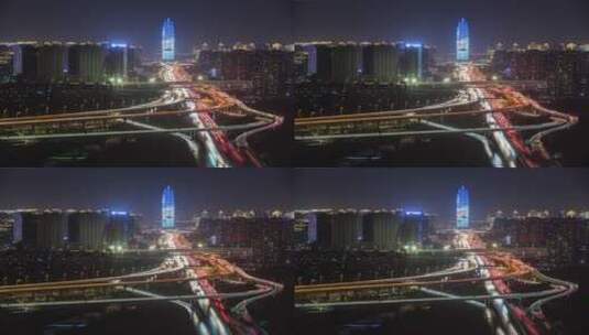 郑州地标中州大道车流延时高清在线视频素材下载