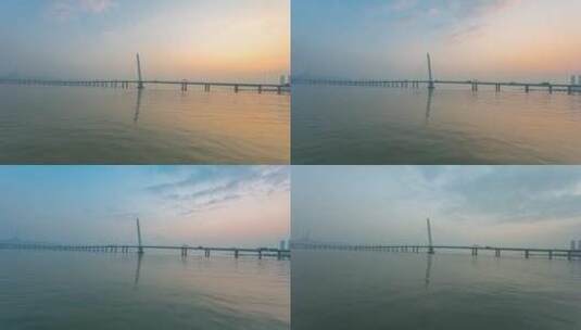 深圳湾大桥日转夜风光高清在线视频素材下载
