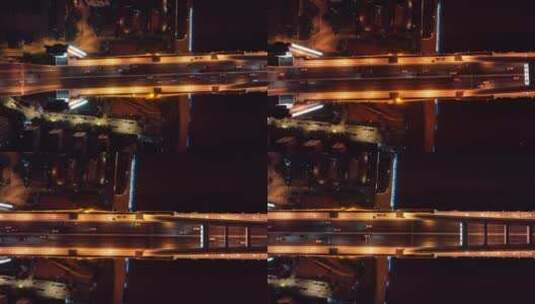 俯拍卢浦大桥夜景高清在线视频素材下载