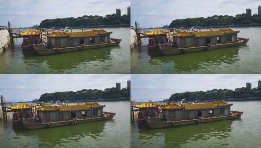 旅游景区常德柳叶湖游船码头高清在线视频素材下载