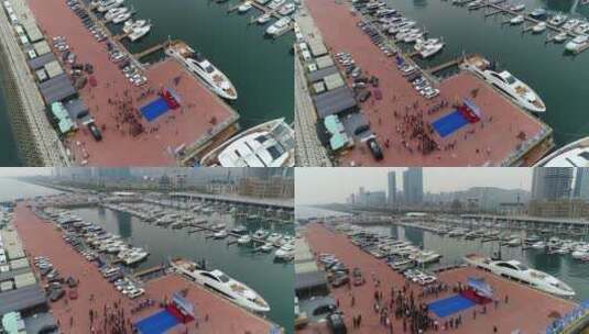 大连东港码头游艇基地岸边高清在线视频素材下载