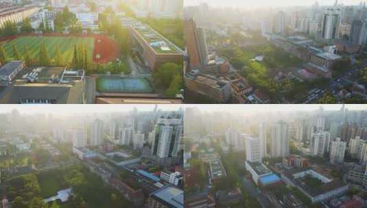 上海交通大学徐家汇校区4K航拍高清在线视频素材下载