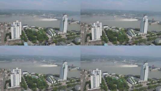 航拍湖北宜昌西坝岛建筑高清在线视频素材下载