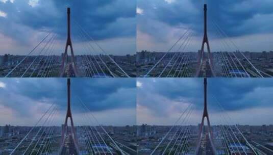 上海杨浦大桥桥梁交通穿越航拍4K高清在线视频素材下载