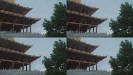 柳州文庙中式庭院古建筑雨景雨季大雨暴雨高清在线视频素材下载