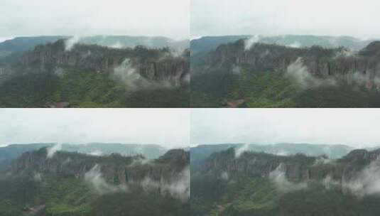 台州后岸乡居旅游景区山峰云海航拍高清在线视频素材下载