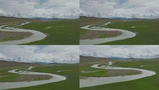 航拍草原湿地河流高清在线视频素材下载