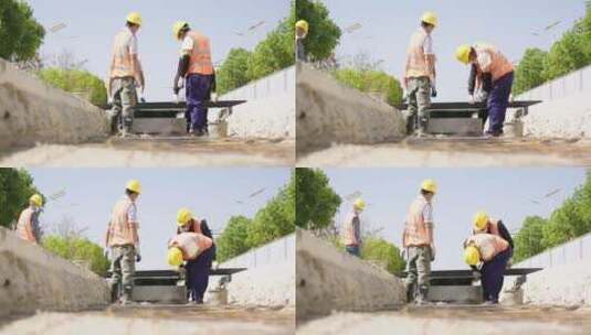 中国中铁铁路工人道路修建道路安全就是宗旨高清在线视频素材下载