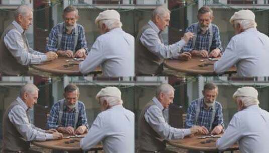老年人聚在一起打牌九高清在线视频素材下载