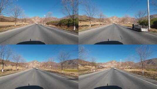 行车视角道路两侧绿化风景开车第一视角开车高清在线视频素材下载