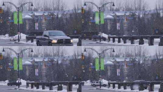 在加拿大的街道上下雪高清在线视频素材下载