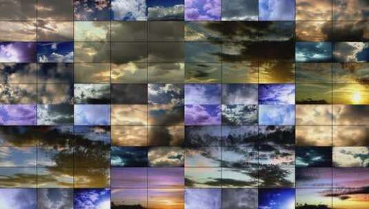 不同天气的云层景观拼贴动画高清在线视频素材下载
