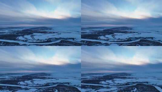 航拍海拉尔河湿地雪景视频素材高清在线视频素材下载