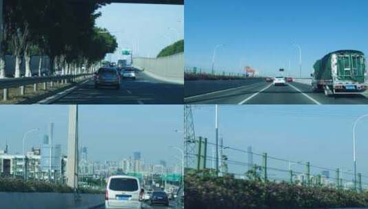 城市高速公路开车路上风景，广州新光大桥高清在线视频素材下载