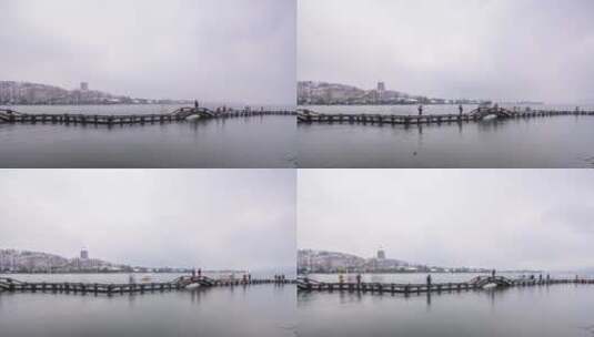 延时冬日杭州西湖高清在线视频素材下载