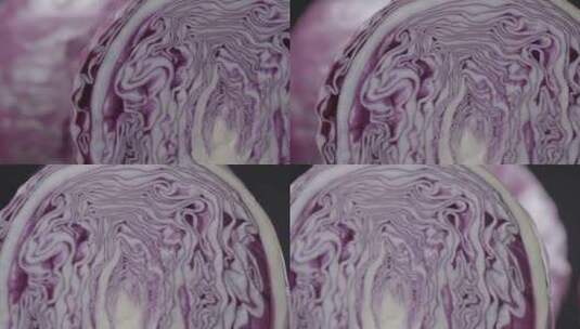 紫甘蓝营养健康蔬菜微距拍摄LOG高清在线视频素材下载