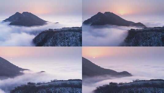 北京箭扣长城冬季雪景日出高清在线视频素材下载