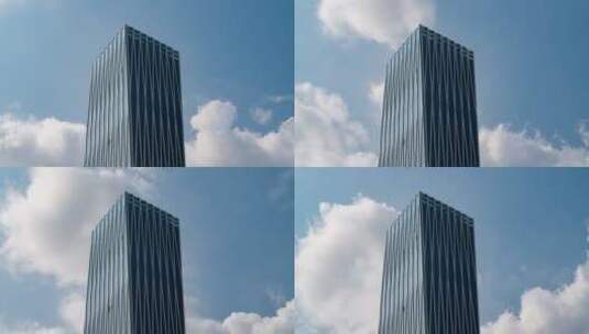 4K延时24帧城市写字楼高楼大厦蓝天云涌高清在线视频素材下载
