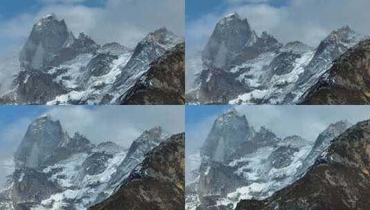 航拍四川阿坝四姑娘山双桥沟景区倒勾山西峰高清在线视频素材下载