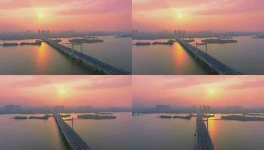 福州乌龙江洪塘大桥日落高清在线视频素材下载