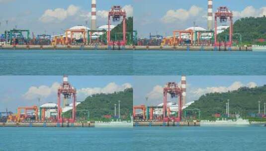 厦门港海沧港区现代化自动集装箱码头港口高清在线视频素材下载