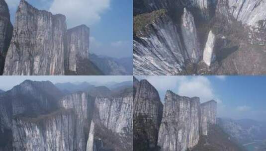 4K恩施大峡谷岩石绝壁航拍视频高清在线视频素材下载