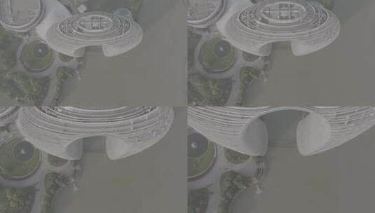 浙江湖州月亮广场月亮酒店航拍高清在线视频素材下载