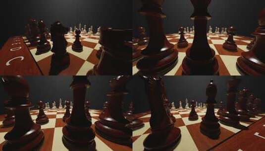 国际象棋 象棋 对弈 思考 棋局高清在线视频素材下载