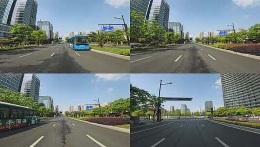白天杭州市滨盛路车尾行车空镜1高清在线视频素材下载