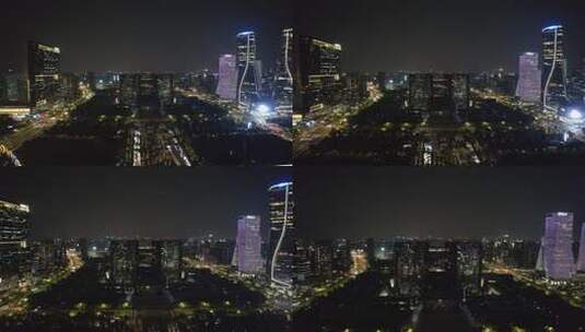 航拍浙江杭州市民广场城市阳台夜景高清在线视频素材下载