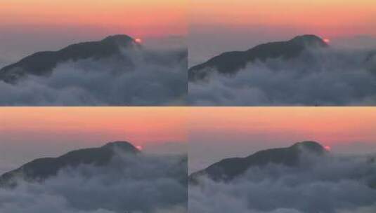 黄昏下山峰的云雾延时高清在线视频素材下载