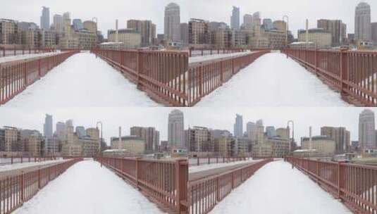 大桥被雪覆盖的镜头高清在线视频素材下载