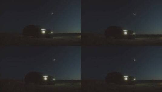 黑夜一汽车停泊在岸边高清在线视频素材下载