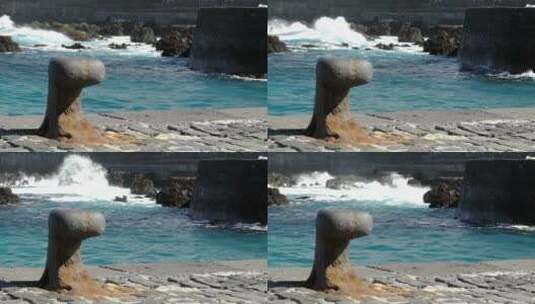 拍打岩石的海浪高清在线视频素材下载