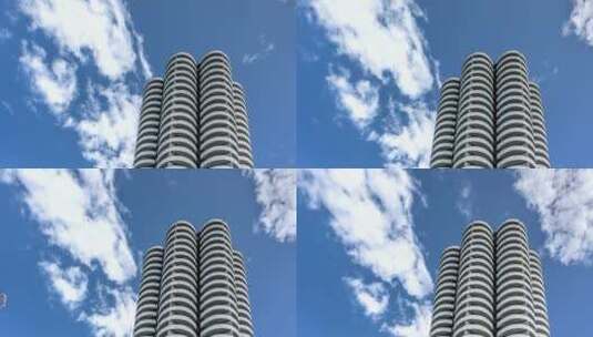 特写蓝天下的摩天大楼高清在线视频素材下载
