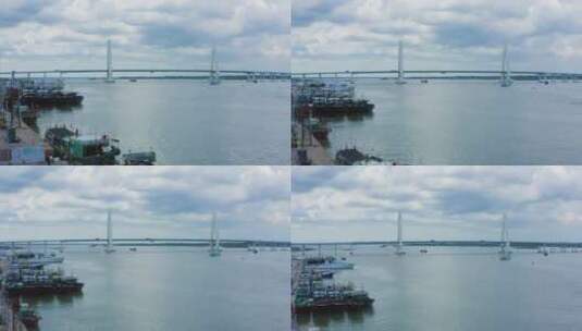 文昌清澜大桥海南清澜码头跨海大桥航拍01高清在线视频素材下载
