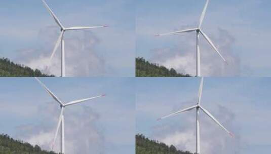湘南郴州鲁塘风电场风机正面实拍视频高清在线视频素材下载