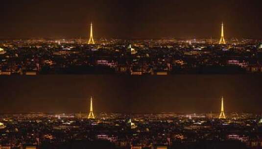 铁塔在夜间照亮高清在线视频素材下载