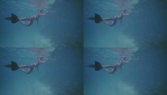 女人在海里浮潜高清在线视频素材下载