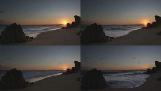 延时拍摄海上的日落高清在线视频素材下载