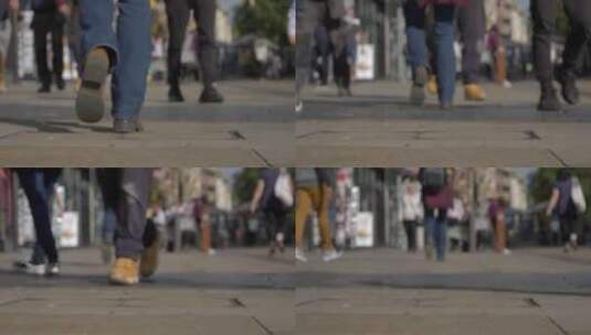 街头人群脚步特写高清在线视频素材下载