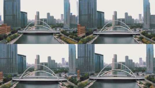 天津冬季城市大沽桥航拍高清在线视频素材下载