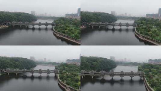 湖南长沙烈士公园风雨桥潇湘塔航拍高清在线视频素材下载