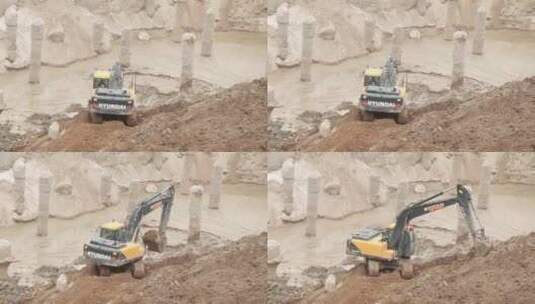工地上的挖掘机高清在线视频素材下载