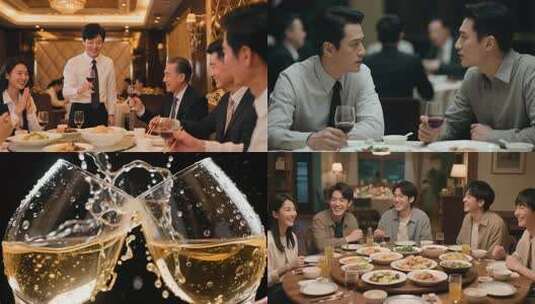 朋友聚会举杯畅饮 酒局 饭局高清在线视频素材下载
