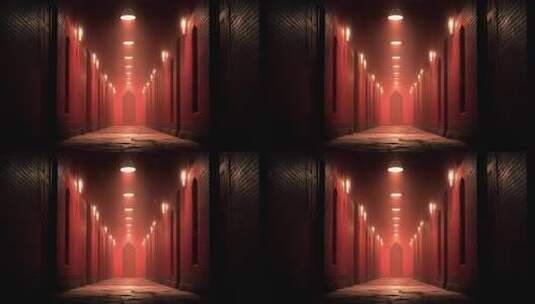 红砖墙昏暗走廊通道场景高清在线视频素材下载