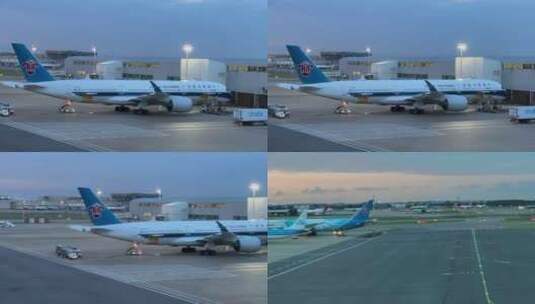 中国南方航空公司客机停靠在伦敦机场高清在线视频素材下载