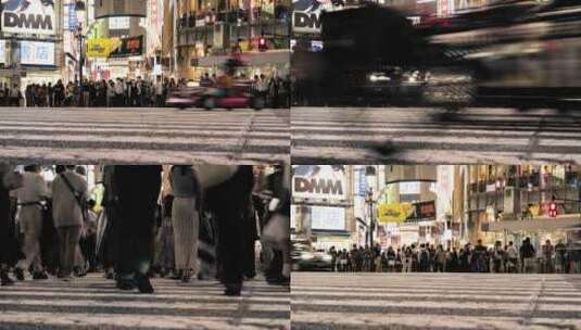 4K日本东京涉谷街头人流延时摄影高清在线视频素材下载