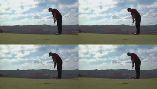 男人打高尔夫球高清在线视频素材下载